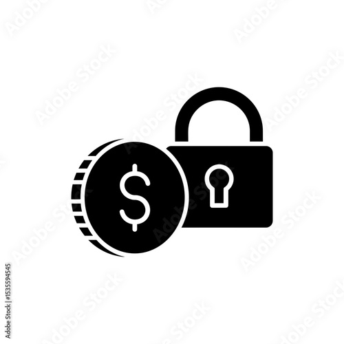 Padlock Attached to Coin Side Icon Representing Secure Currency