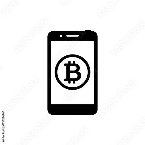 Mobile Screen with Bitcoin Icon Cryptocurrency App