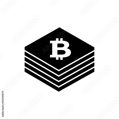 Layered bitcoin symbols representing cryptocurrency stacking and growth