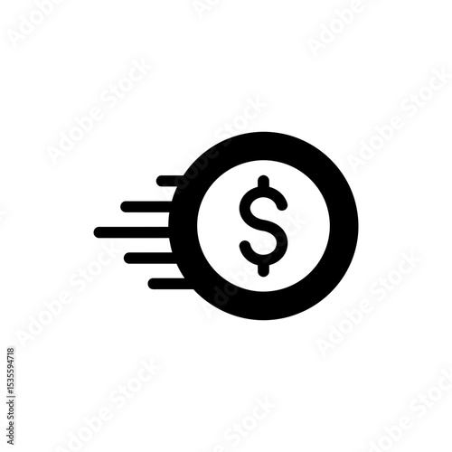 Coin spinning icon without motion lines for stable finance and steady economy concept