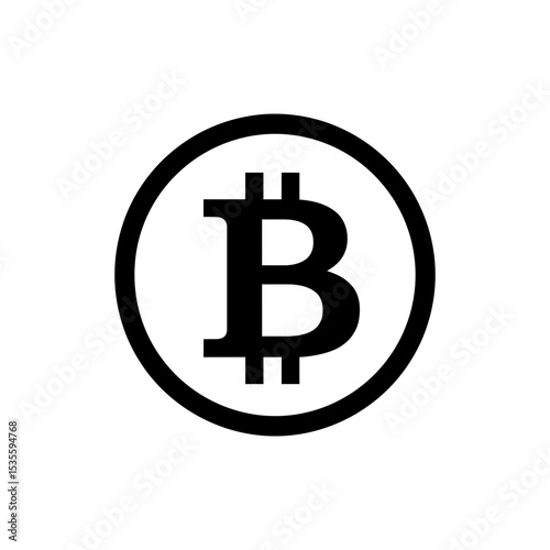 Glowing Circular Bitcoin Cryptocurrency Icon with Neon Effect