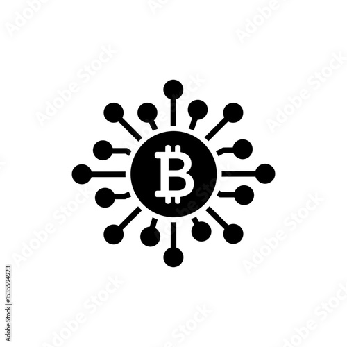 Bitcoin on digital network lines illustrating blockchain and decentralized finance