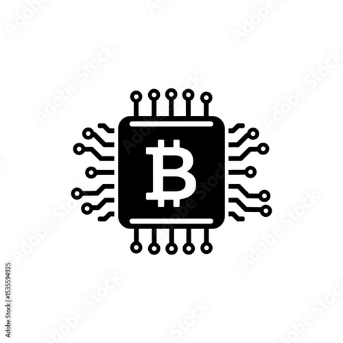 Bitcoin Symbol Over Circuit Board Technology Concept