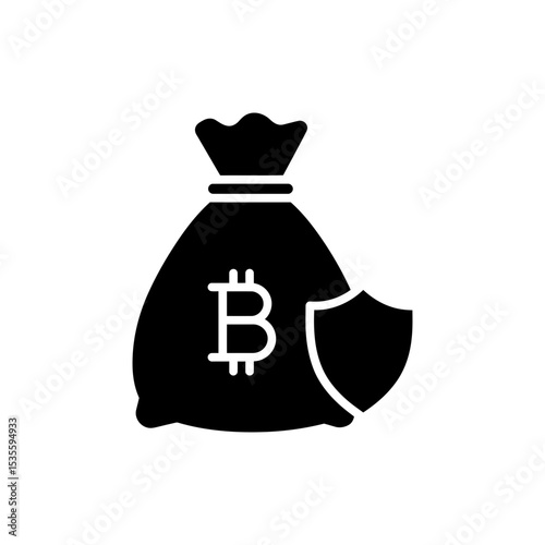 Bag With Bitcoin Shield Representing Secure Cryptocurrency Storage