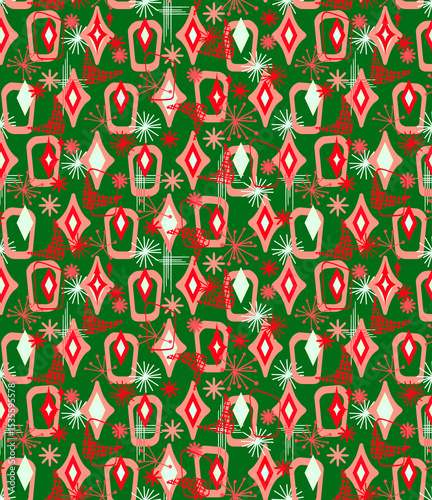 Christmas Retro 50s 60s Shapes Seamless Repeat