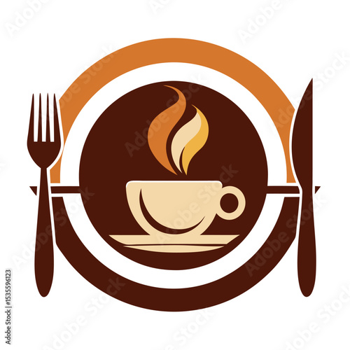  Restaurant and cafe logo vector illustration.