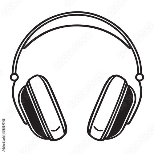 Stylish Headphones Outline with a Modern Design Perfect for Music Lovers silhouette simple outline headphones style