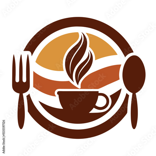  Restaurant and cafe logo vector illustration.