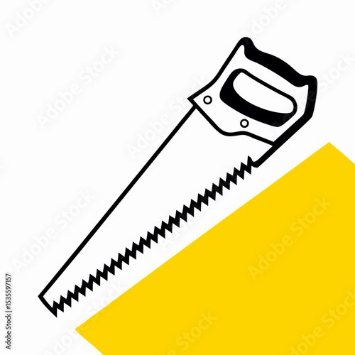 Hand Saw Icon: Black and White Illustration