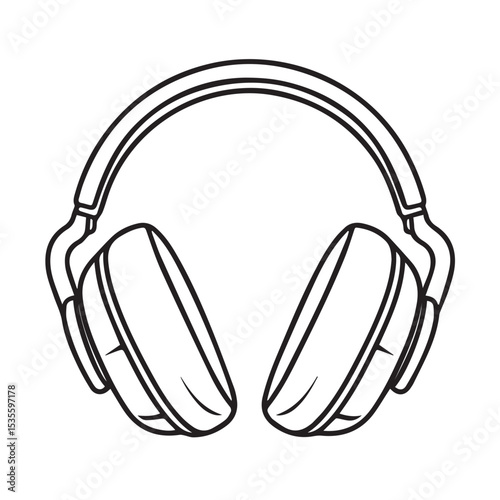 Modern Over Ear Headphones Illustration with Sleek Lines and Minimalist Silhouette Style sleek minimalist silhouette illustration