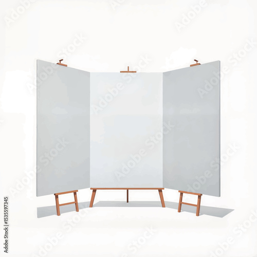 Empty trifold display board in minimalist space, creativity concept