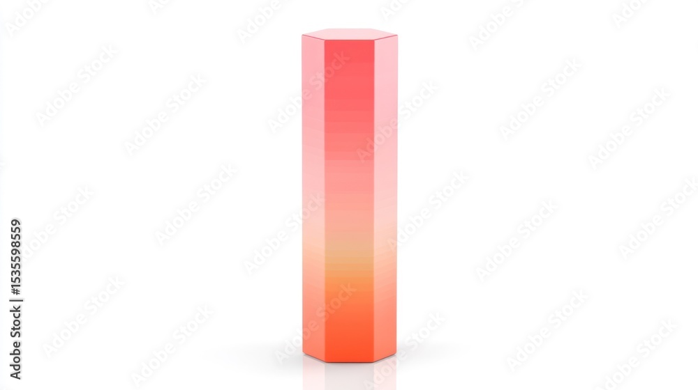 Abstract geometric pillar with a smooth gradient transition from pink to orange on a white background for modern design applications Abstract geometric pillar with a smooth gradient transition from pink to orange on a white background for modern design applications