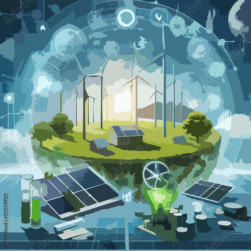 Eco-Friendly Energy Icons – Green Technology Vector