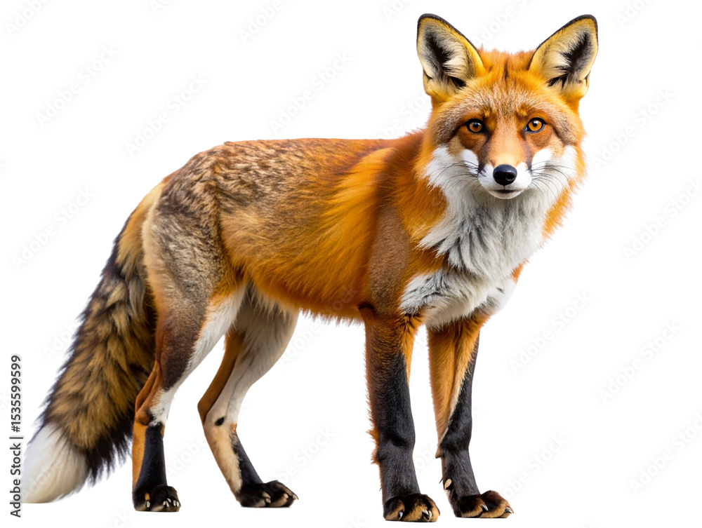 Fototapeta premium Standing Fox with Alert Expression, Artistic Woodland Creature