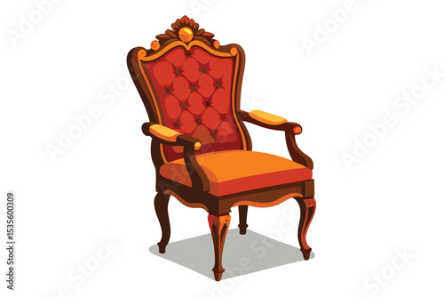 Vector illustration of an elegant vintage armchair with tufted back and ornate details.