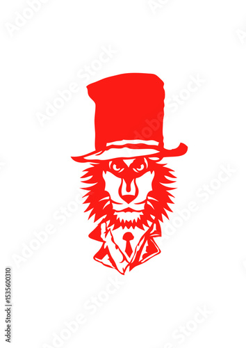 lion chapeau costume cravate