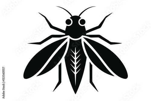 Black and white insect silhouette design perfect for logo creation and nature illustrations