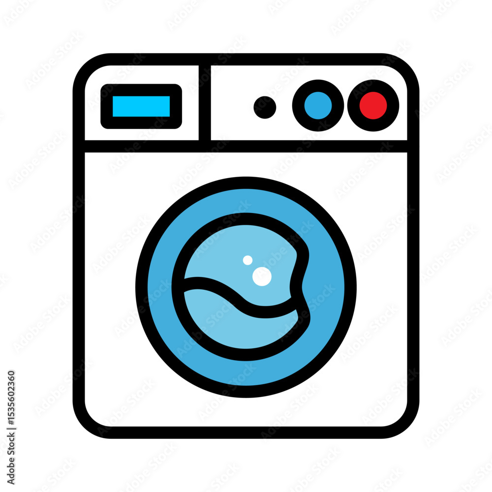 Simple cartoon washing machine perfect for household chore graphics, laundry illustrations, cleaning service logos, and home appliance designs. Simple cartoon washing machine perfect for household chore graphics, laundry illustrations, cleaning service logos, and home appliance designs.