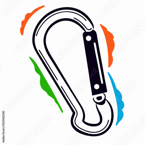 Black Carabiner Clip, Climbing Gear Icon, Outdoor Equipment