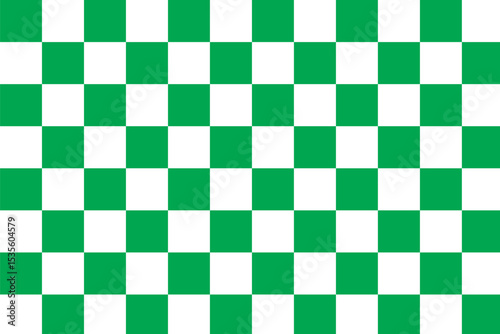 Green checkered pattern background . Vector seamless abstract geometric pattern with green checkerboard. Green and white checkers squares. Vector abstract background.