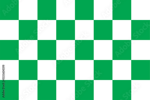Green checkered pattern background . Vector seamless abstract geometric pattern with green checkerboard. Green and white checkers squares. Vector abstract background.