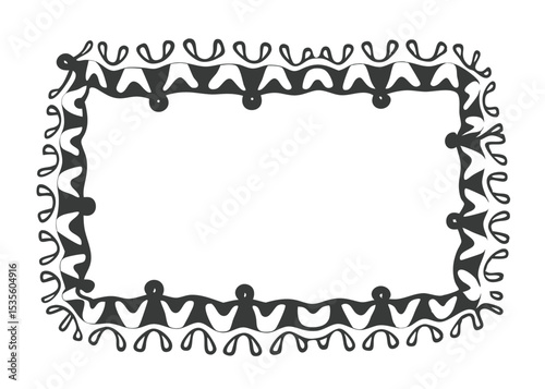 Abstract interconnected people silhouette border.

