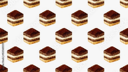 seamless watercolor pattern with tiramisu