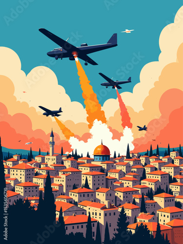  drones and missiles attacking jerusalem