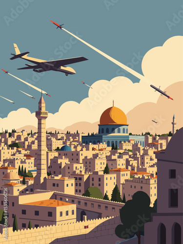  drones and missiles attacking jerusalem