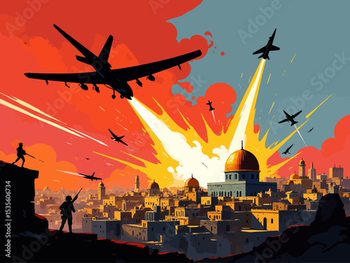  drones and missiles attacking jerusalem