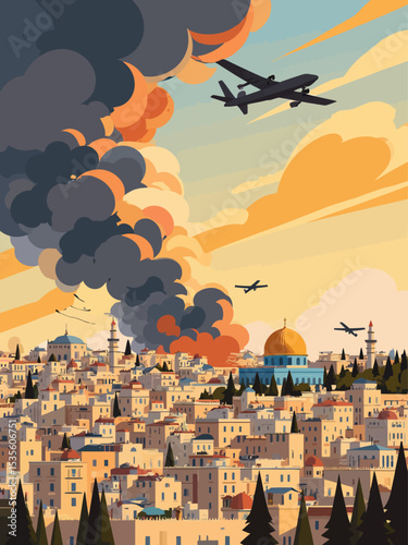  drones and missiles attacking jerusalem