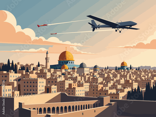  drones and missiles attacking jerusalem