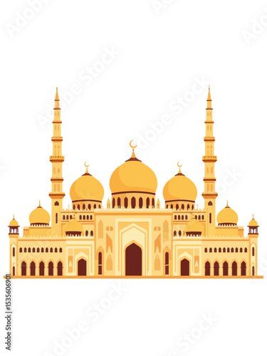 Golden mosque outline architecture illustration islamic 