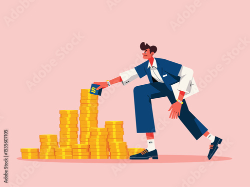  Investment growth compound interest, capital gain profit or wealth accumulation, increase pension fund or revenue, financial success, increase deposit value concept