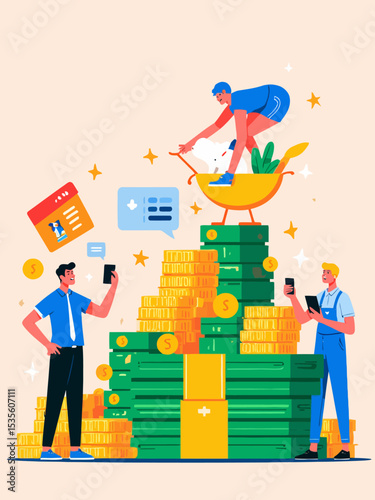  Investment growth compound interest, capital gain profit or wealth accumulation, increase pension fund or revenue, financial success, increase deposit value concept
