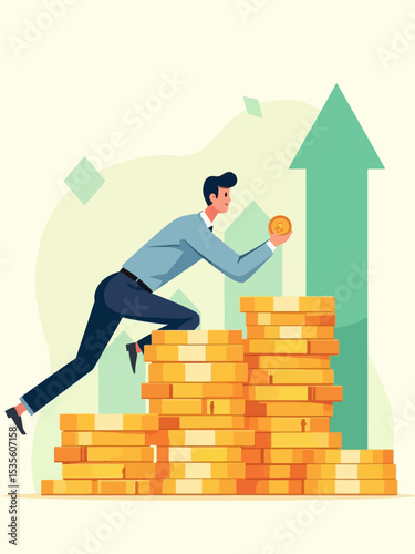  Investment growth compound interest, capital gain profit or wealth accumulation, increase pension fund or revenue, financial success, increase deposit value concept