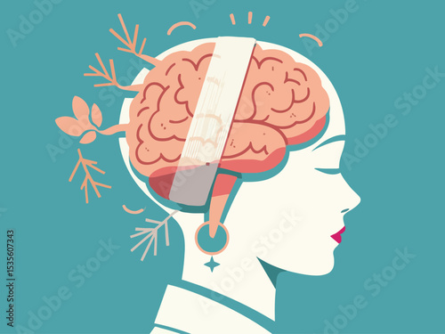Mental health, depression or anxiety heal or recovery, psychotherapy, emotional intelligence, heal stress disease, mental wellbeing concept