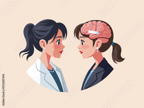 Mental health, depression or anxiety heal or recovery, psychotherapy, emotional intelligence, heal stress disease, mental wellbeing concept