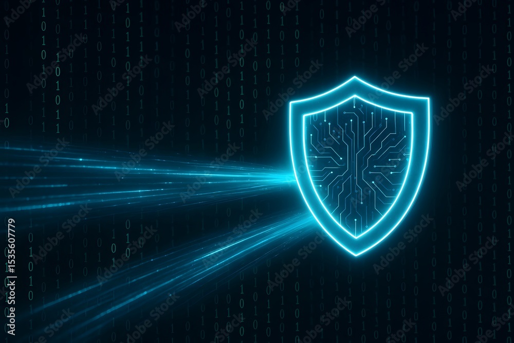 Fototapeta premium Digital shield cyber security protection concept