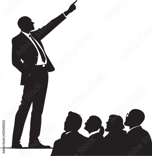 Business Presenter Speaking to Audience Leadership Training Silhouette