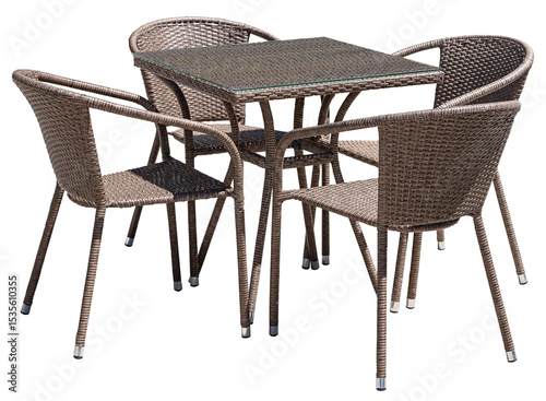the chairs and tables for summer cafe on white