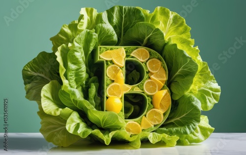 a close up shows a bright, sculptural arrangement of produce against a smooth backdrop
