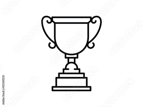 Victory Trophy Award Icon Vector Line Drawing