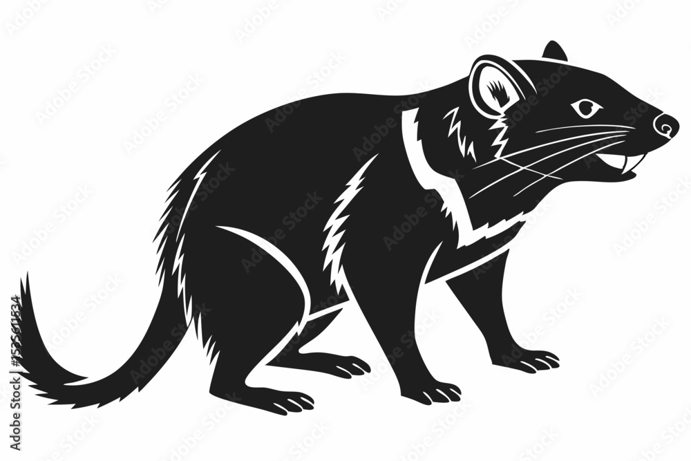 Obraz premium tasmanian devil sihouette black vector 