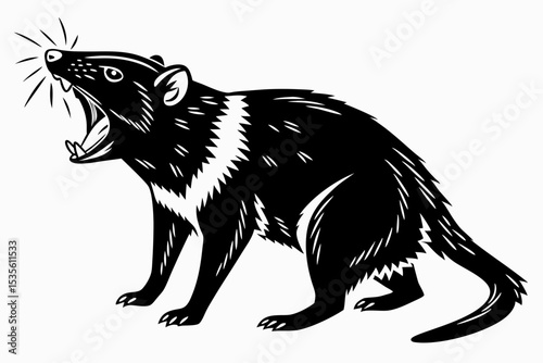 tasmanian devil sihouette black vector 