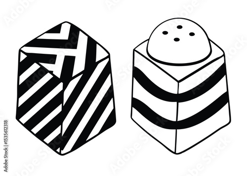 Abstract pepper shaker and salt shaker icons.

