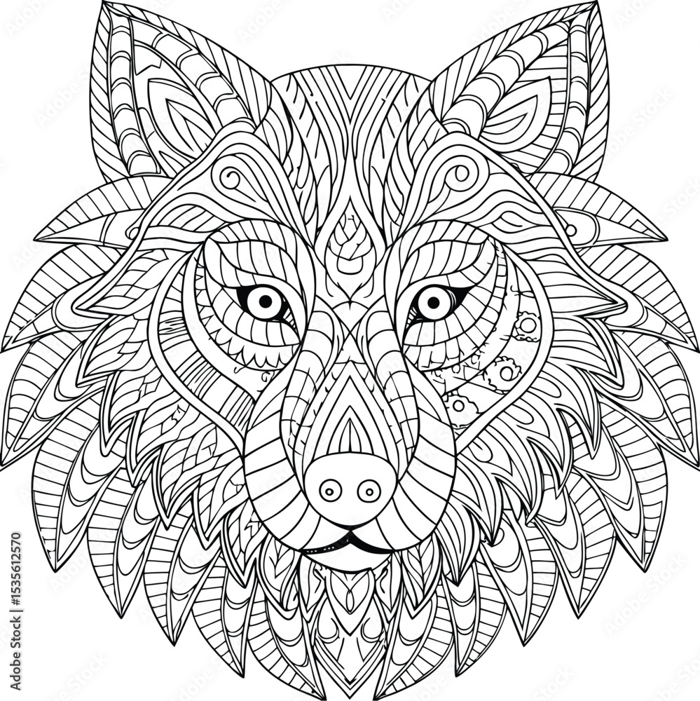 Fototapeta premium Wolf head vector illustration for wild animal tattoo design