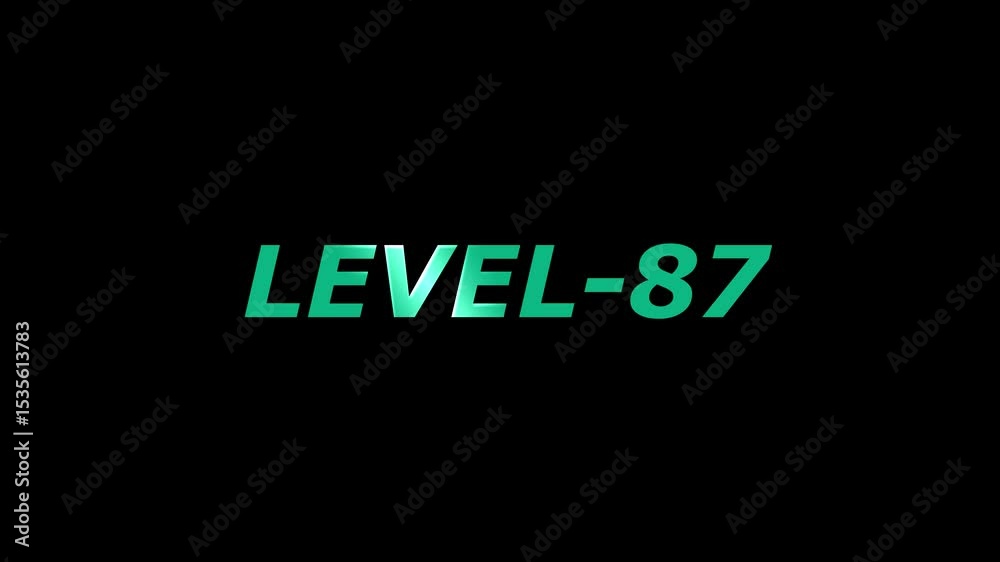 Level 87 text on black background with green gradients perfect for gaming and technology