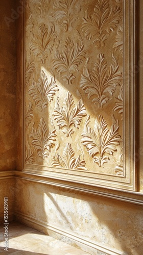 Intricate Patterns on Elegant Stucco Wall in Bathroom