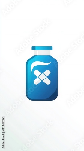 Blue Pill Bottle Icon with Crossed Pills Inside